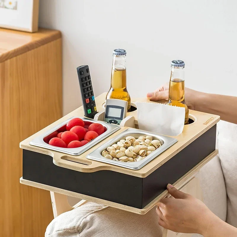 Food Snacks Drinks - Dikdörtgen Bambu Tepsi Masaüstü Uzaktan Kumanda