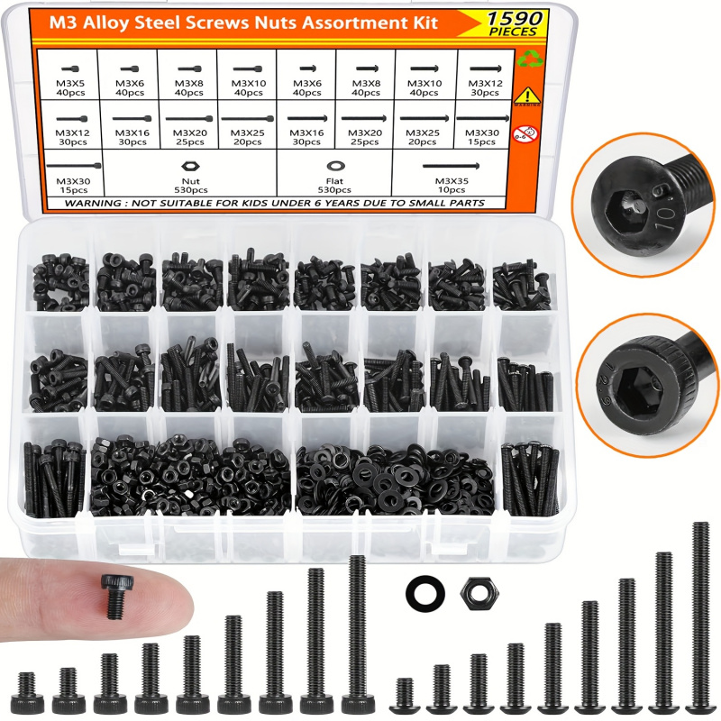 Nuts Mix - 1590PCS M3 Vida Çeşitleri Kiti -