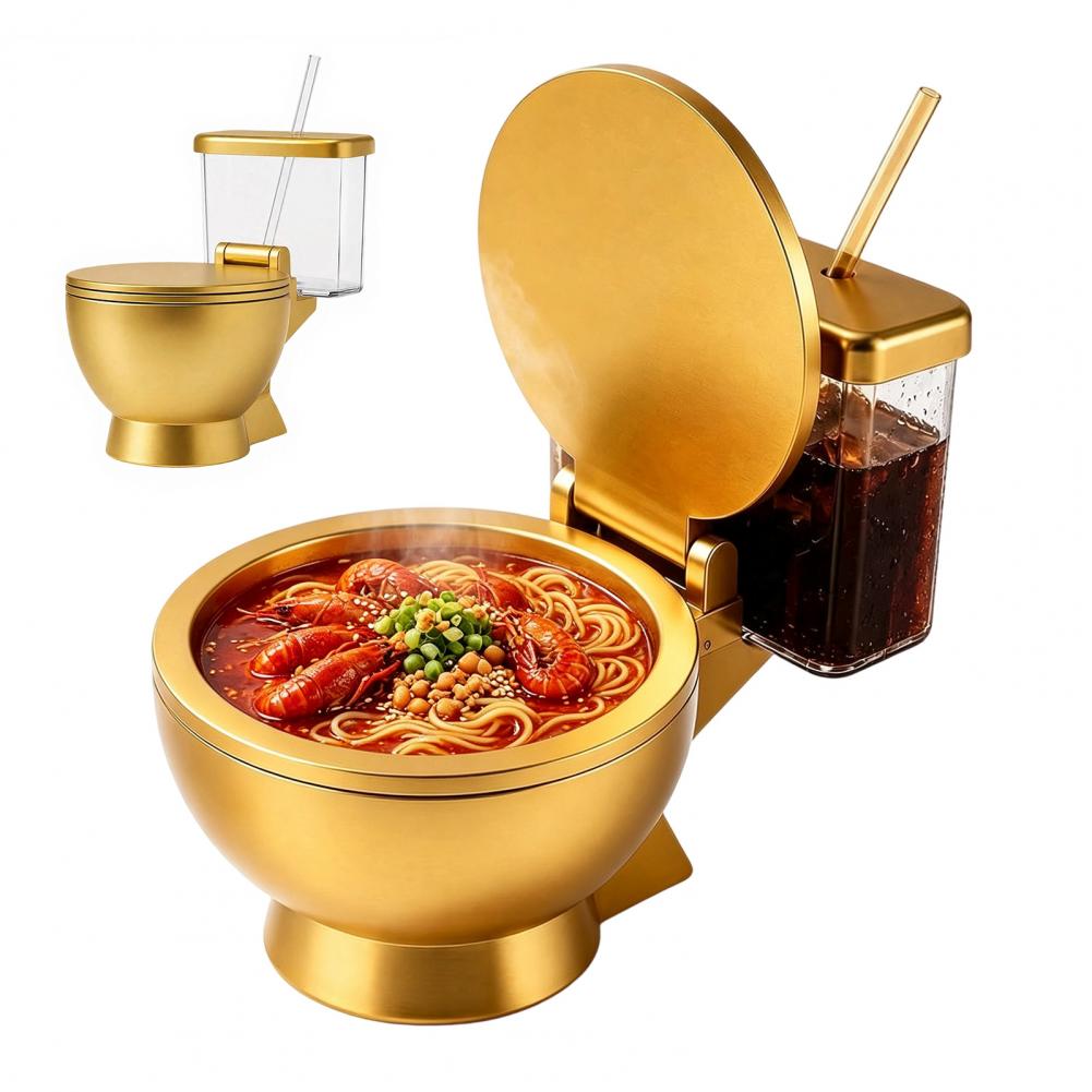 Food Snacks Drinks - Tuvalet Şeklinde Ramen Kase Seti, Dahili