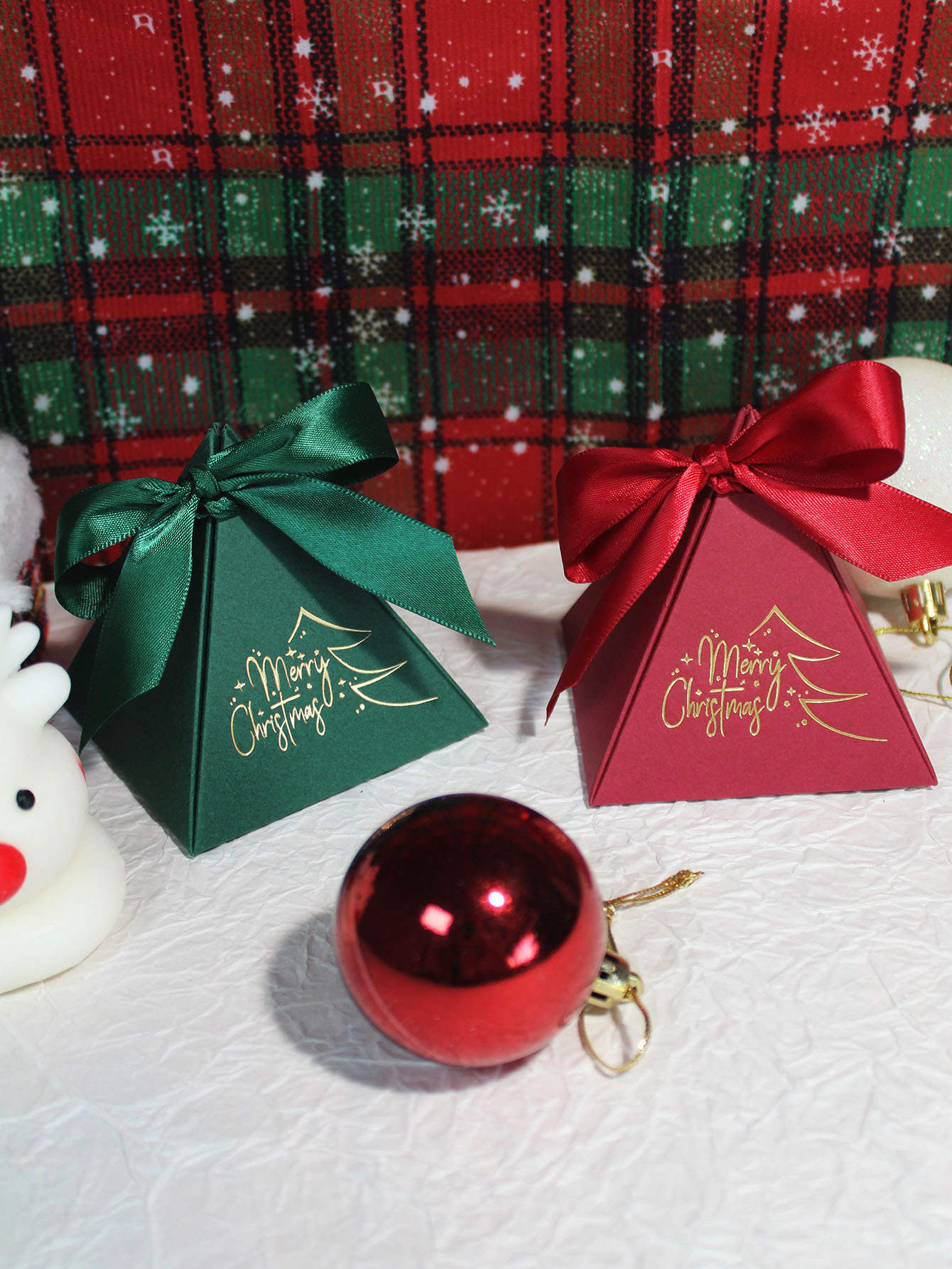 Etiket kurdeleler ile noel üçg - Chocolate Snack incelemesi ve fiyatı