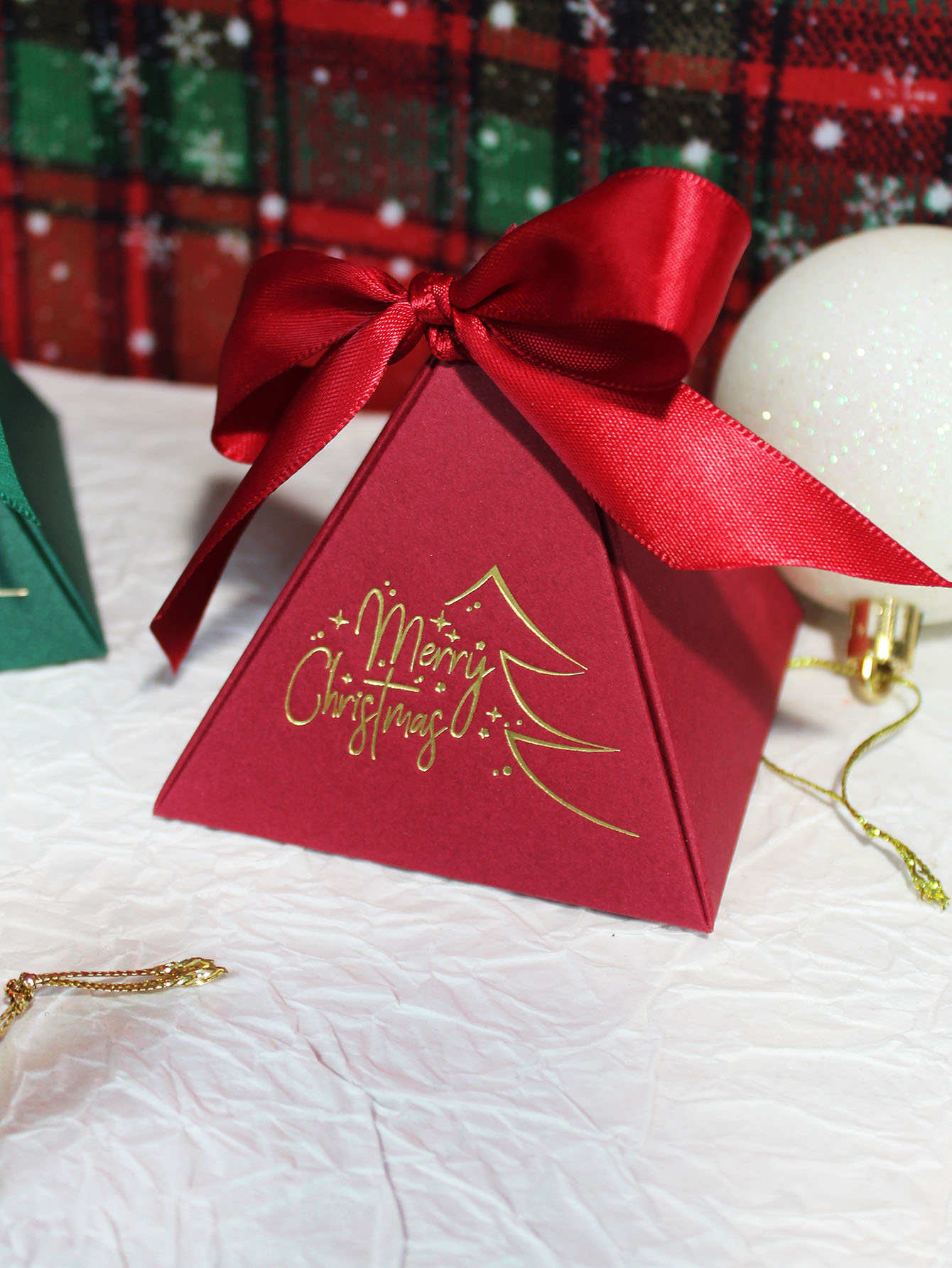 Etiket kurdeleler ile noel üçg - Chocolate Snack incelemesi ve fiyatı